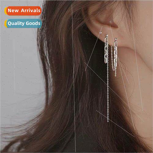 New asymmetric chain tassel earrings earrings Korea long ear