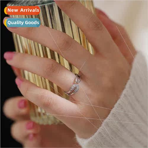 Fashion minimalist micro-pin shape open zirconia ring women