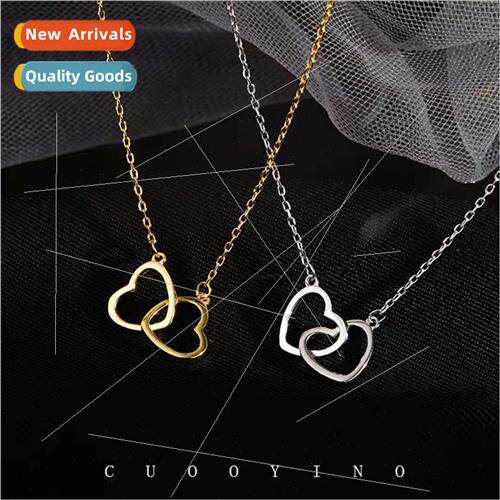 Double Love Heart Necklace Women che Fashion Loop Jewelry Co