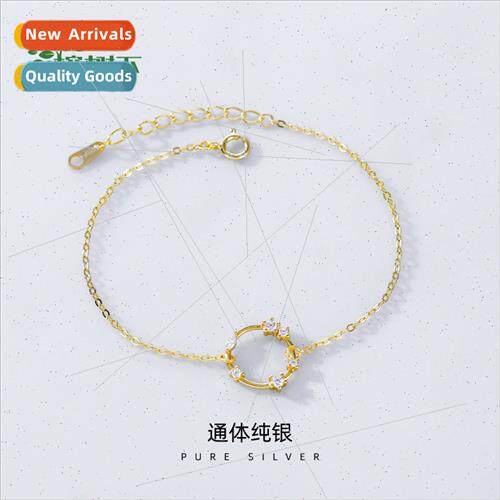 S925 silver plated round bracelet female Korea simple slende