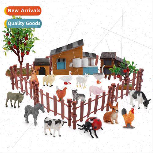 Animal farm scene cow sow chickens ducks geese rabbs a varie