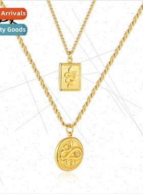 Double Layer Stacking Wind Titanium Steel Snake Pendant Euro
