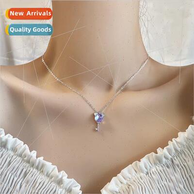 Blue glazed zirconia mouse ears necklace delicate cute penda