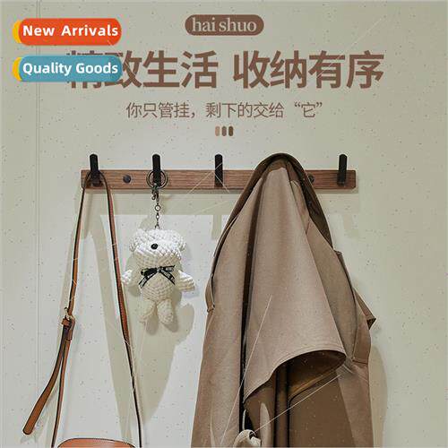 Black walnut row hooks clothes hooks wooden sticky hooks doo