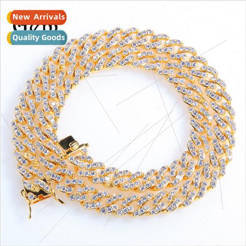 Hip Hop 9mm Zirconia Cuban Necklace适用Men Women Couple Simp