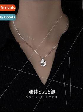S925 silver necklace ins tide simple versatile bumpy texture