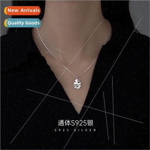 S925 silver necklace ins tide simple versatile bumpy texture