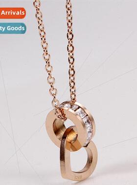 Europe simple fashion gift rose gold heart wh diamonds hollo