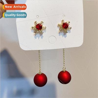 Korea fashion new Christmas snowflake earrings long tassel r