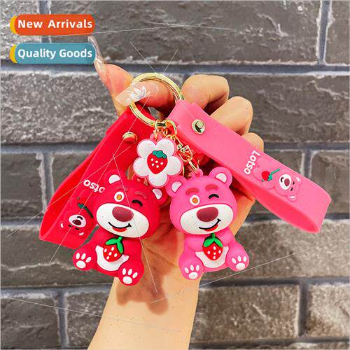 Red bear key chain doll silicone keychain car small doll car