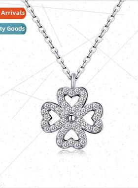 s925 silver new four-leaf clover rotating pendant skeleton l