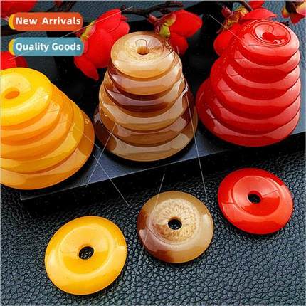 Resin imation agate light horn beeswax yellow peace button d