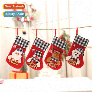Decoration Trim Black Plaid Stocking Whe Christmas