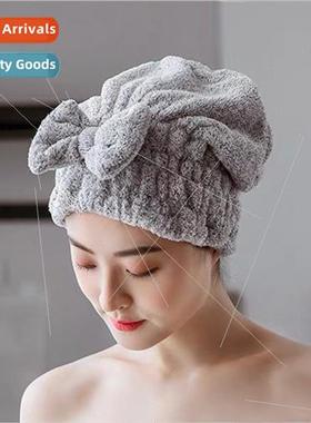 Bamboo fiber wrap head towel hair dryer cap ladies absorbent