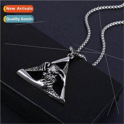 stainless steel necklace geometric triangle pendant tide men