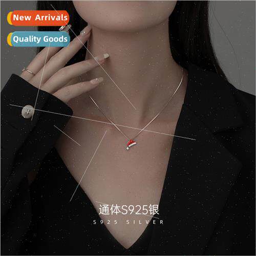 S925 lver Necklace Women Diamonds Christmas Hat Necklace Pre