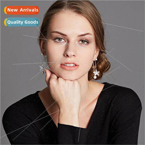 925 Silver Earrings Vintage Sweet Five Star Tassel Earrings