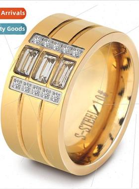 Europe new 12MM three rows diamonds spliced stainless steel