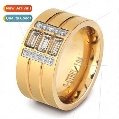 Europe new 12MM three rows diamonds spliced stainless steel