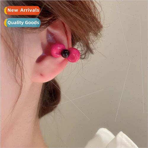 Rose red oil drop bow bow ear clips whout ear holes fashion
