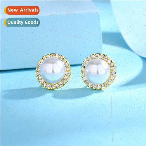 Pearls Delicate Diamond Pearl Stud Earrings适用Women Niche E