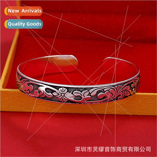 999 Plated silver Vintage Plum Vine Leaf Flower Bracelet Wom 自行车/骑行装备/零配件 自行车贴纸/反光贴 原图主图