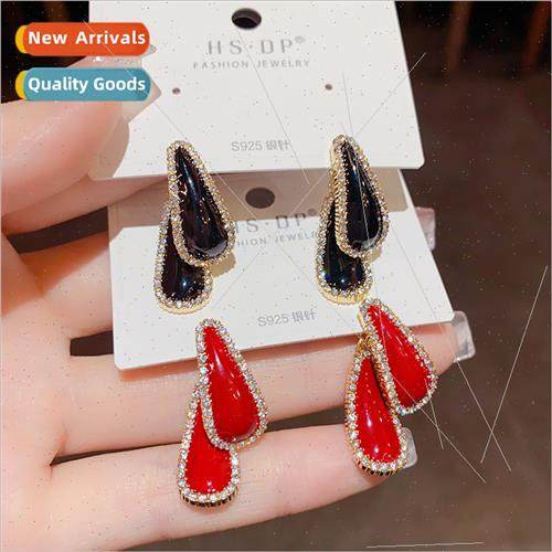 Fashion simple front back wear oil drop earrings celebry ear
