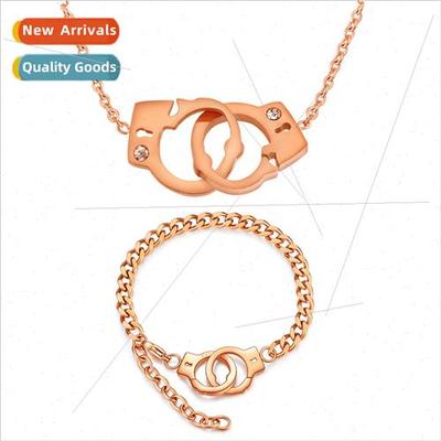 Europe ins tanium steel simple fashion handcuffs necklace se