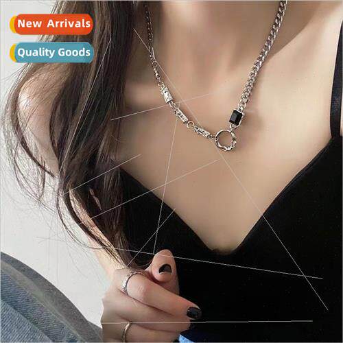 Irregular circle zirconia couple necklace female ins cold wi