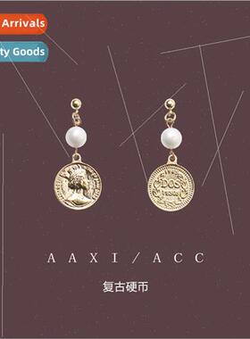 ins baroque metal portra coin earrings female earrings vinta