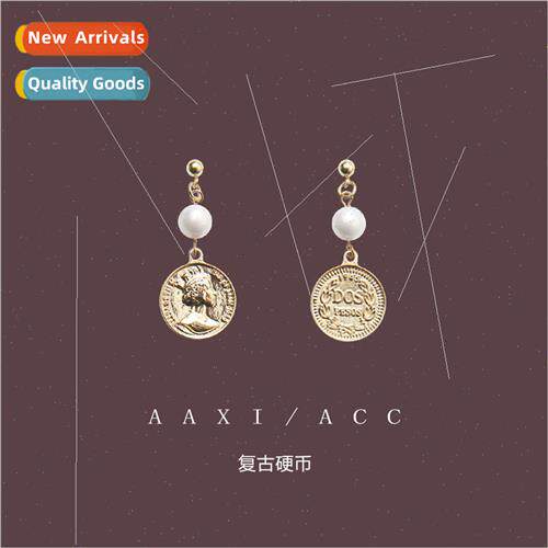 ins baroque metal portra coin earrings female earrings vinta