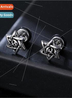 Dark night stainless steel vintage earrings hexagrams hundre
