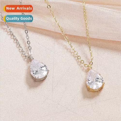 mple horse eye water drop zirconia necklace female delicate