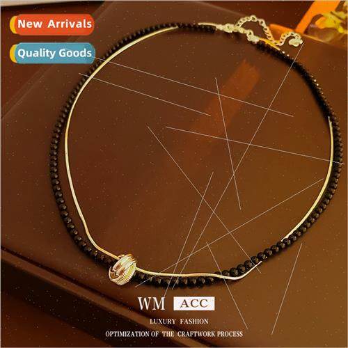 Crystal Circle Double Layers Necklace Geometric Sweater Chai