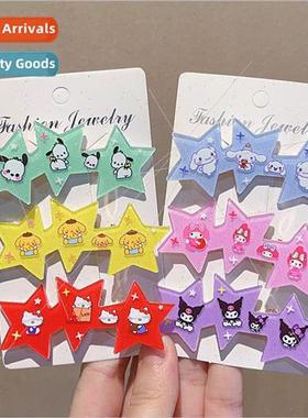 Star hair clips cute girl macaron pentagram hair accessories