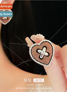 lver needle acrylic love heart button earrings metal earring