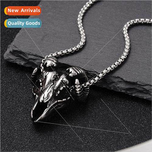 Stainless Steel Hip Hop  Retro Monster Goat Head Men Tanium