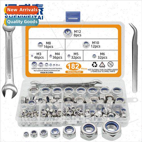 182PCS520PCS Anti Loosening Nut Set DIN985 Nylon Hexagon Loc