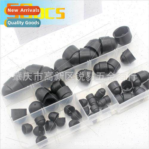 50pcs Black Rubber Hex Nut Caps Boxed Protective Caps M4-M10