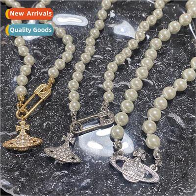 Saturn pin necklace female Ouyang Nana niche retro choker pe