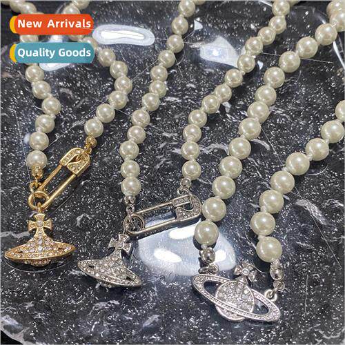 Saturn pin necklace female Ouyang Nana niche retro choker pe