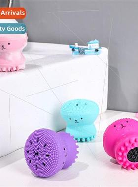 ttle Octopus licone Facial Cleansing Brush Double Head Jelly