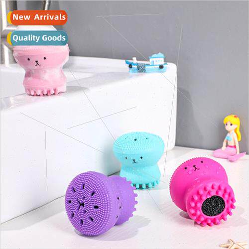 ttle Octopus licone Facial Cleansing Brush Double Head Jelly