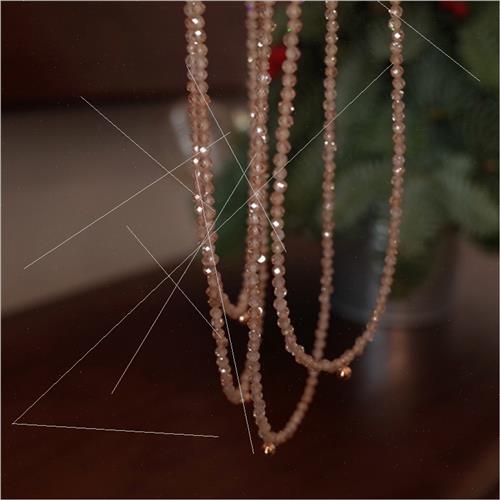 Champagne Gold Zirconia Sparkling Beaded Necklace Women che