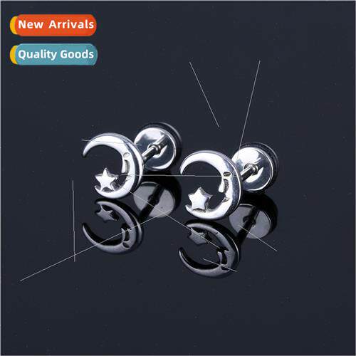 Korea simple moon shaped earrings stainless steel earrings e