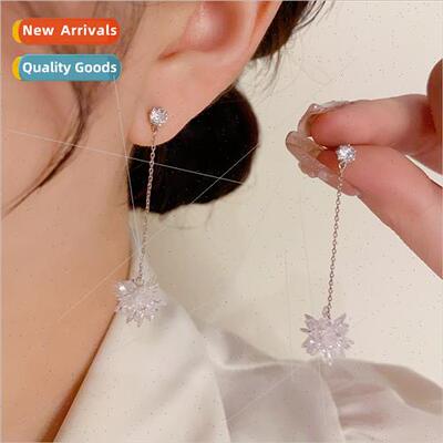 Koreafashion zirconia ice flower earrings s925 silver pin si