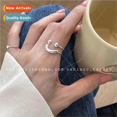 Korea smiley face round ball ring female index finger niche