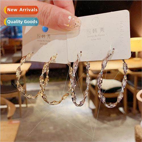 S925 silver needle Korea advanced cold wind metal circle fas