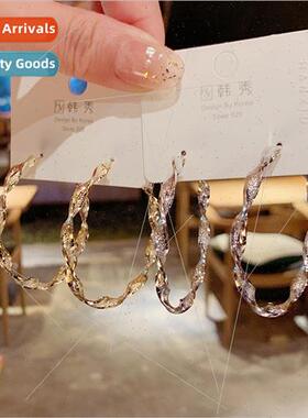 S925 silver needle Korea advanced cold wind metal circle fas