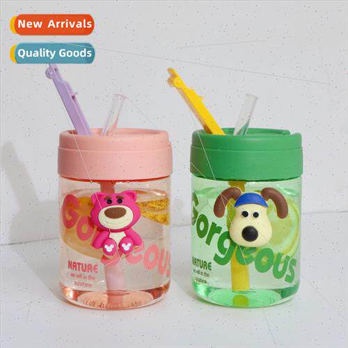 Summer girls straw cup high color value portable plastic wat